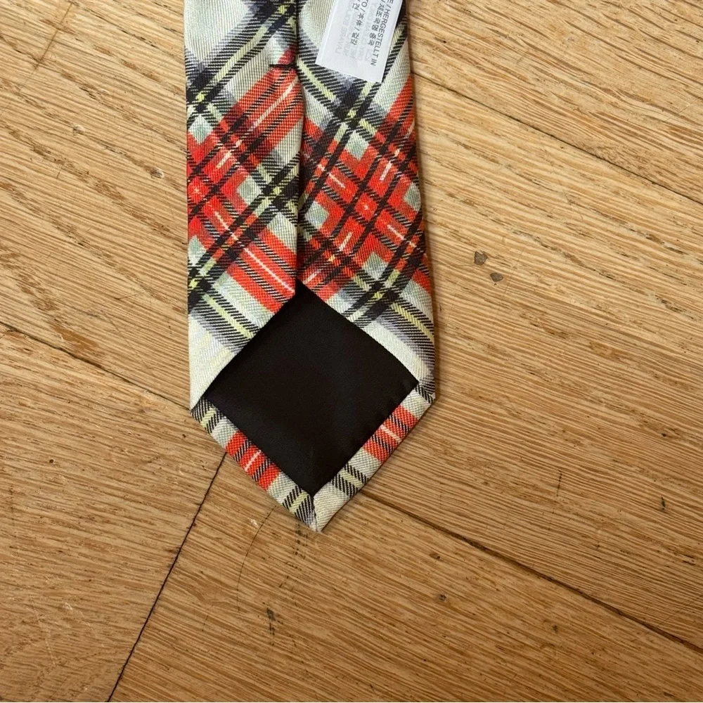 J Crew Crewcuts Plaid Classic Tie, red, black, white, yellow